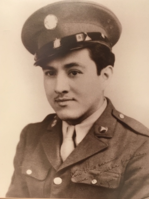 portrait of Daniel Ortega in World War 2 Army uniform