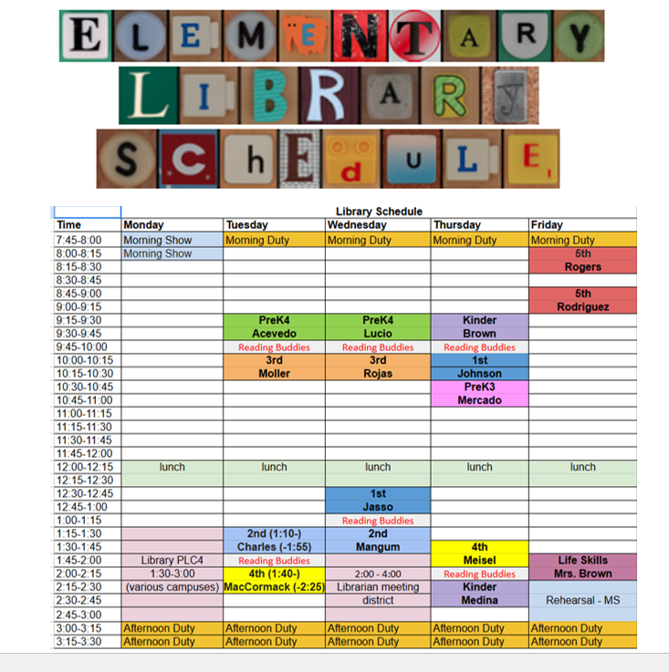 2025-26 Library Schedule