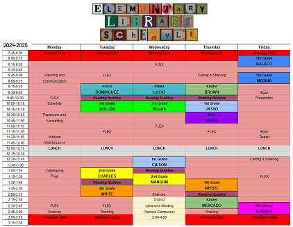 2024-2025 Library Schedule